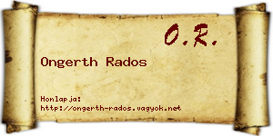 Ongerth Rados névjegykártya